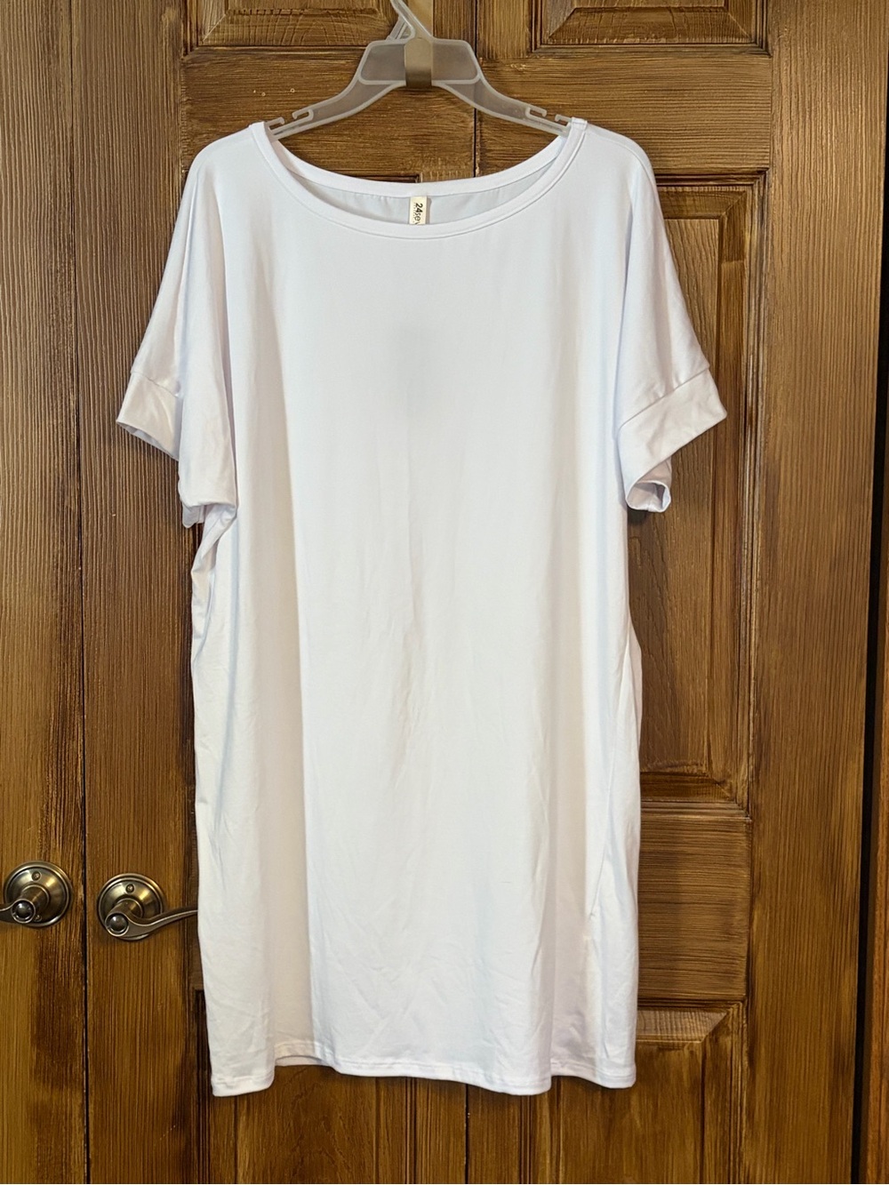 24 Seven Minimalist White Crewneck Summer Casual Shift Tee Dress Size XL